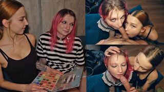 Plne žena - dievča učí Sissy ako fajčiť vtáka