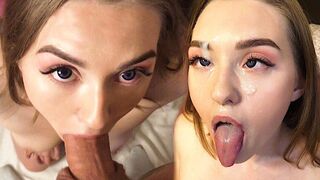 Teenage ústnej práce očarený, ahegao fajka streľba tvár